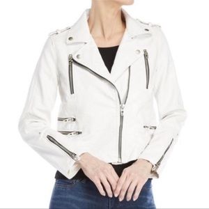 White Faux Leather Biker Jacket